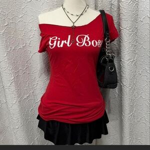 Reserved Off The Shoulder "GIRL BOSS TOP" L